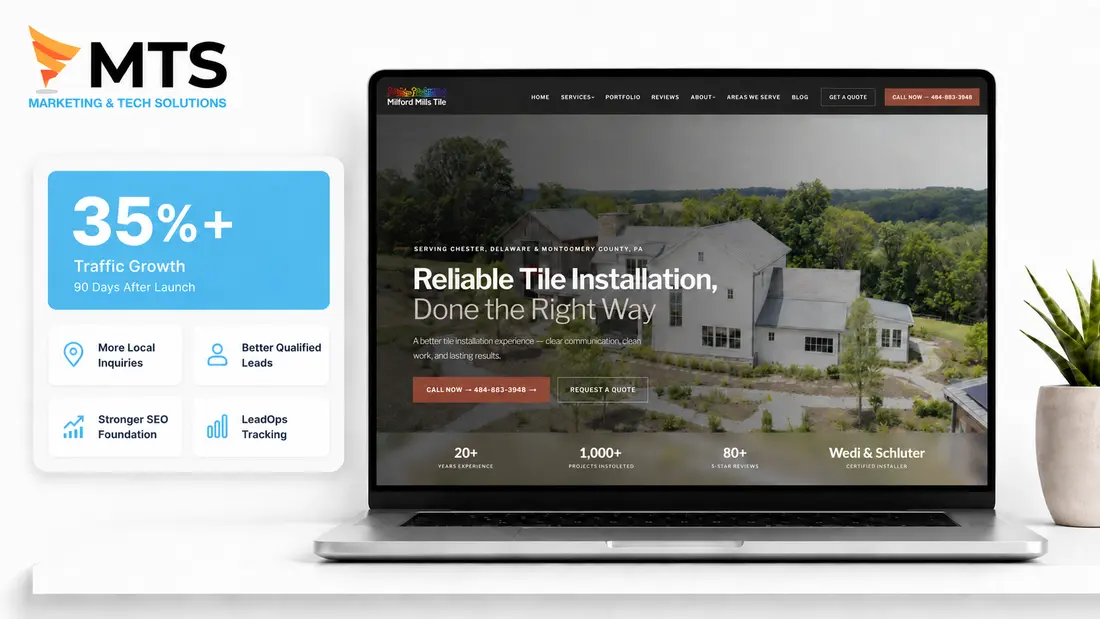 Milford Mills Tile website and 35% traffic growth result